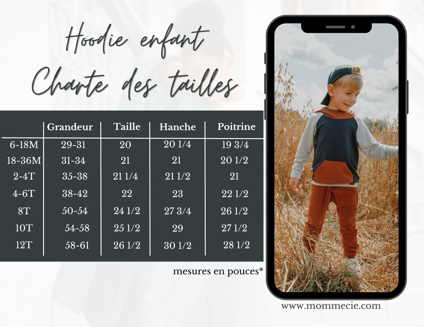 Hoodie évolutif à capuchon Théo en bambou avec poche kangourou, grandeurs 0 à 12 ans. - MomMe et Cie Inc.