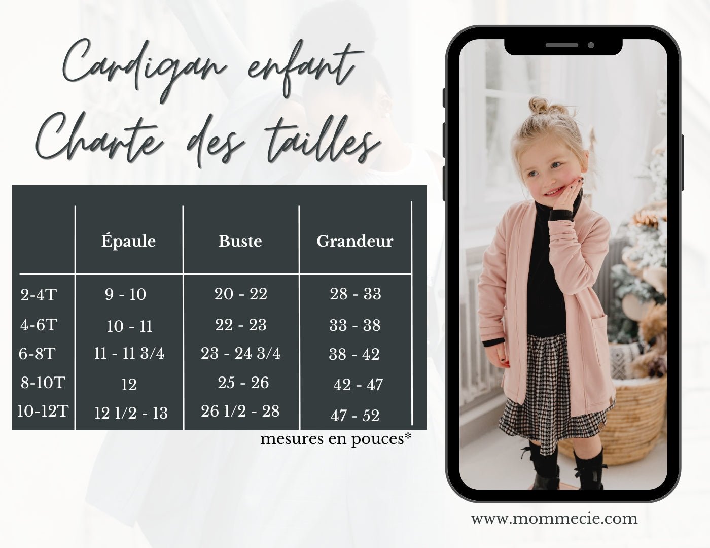 Cardigan Love noir en bambou pour enfant avec poches latérales, grandeurs 2 à 12 ans. - MomMe et Cie Inc.