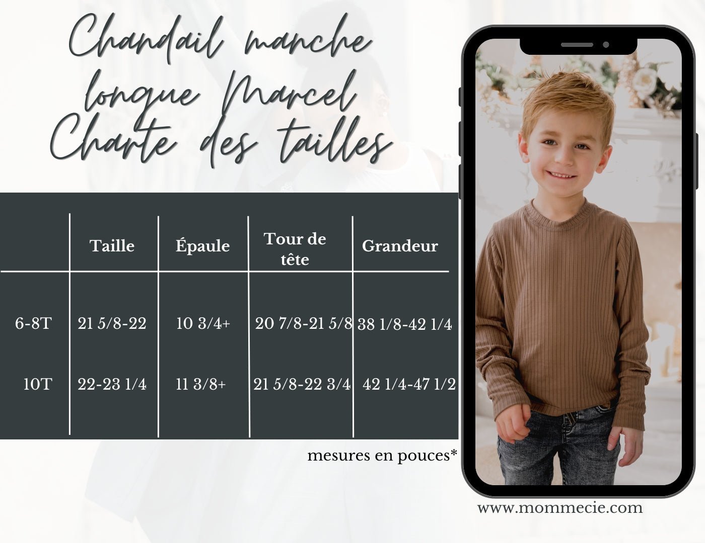 Chandail à manche longue Marcel moka unisexe, grandeur 2 à 10 ans - MomMe et Cie Inc.