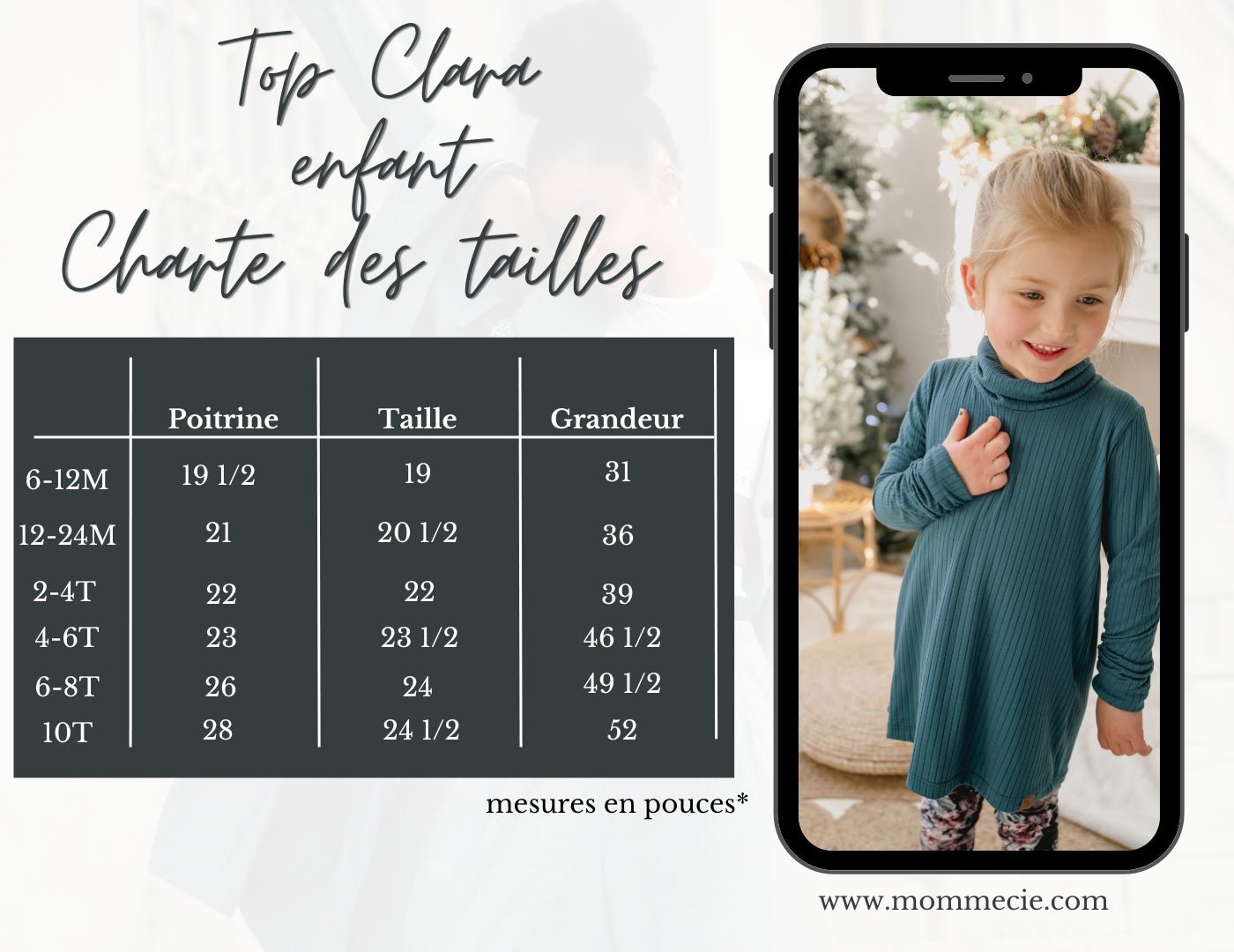 Top Clara à manche longue jade évolutif pour enfant et junior, grandeurs de 6 mois à 10 ans - MomMe et Cie Inc.