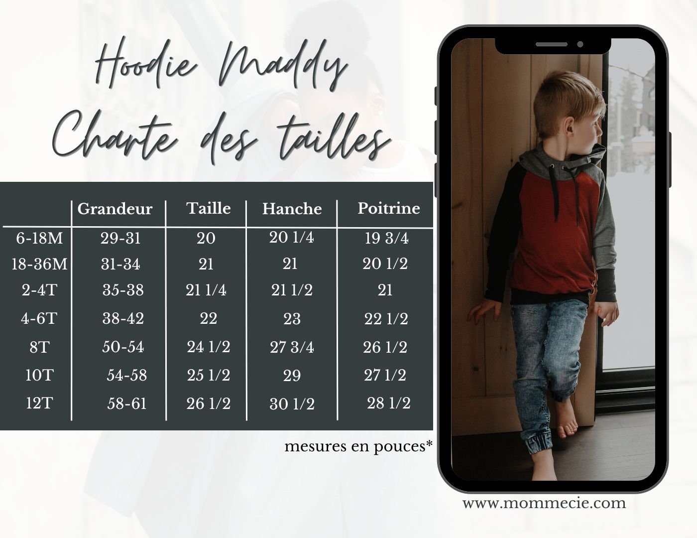 Hoodie évolutif à capuchon Maddy en bambou avec poche kangourou enfant, grandeurs 0 à 6 ans. - MomMe et Cie Inc.