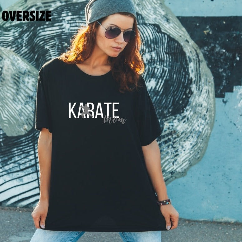 T-shirt oversize en bambou noir pour femme. Karate Mom