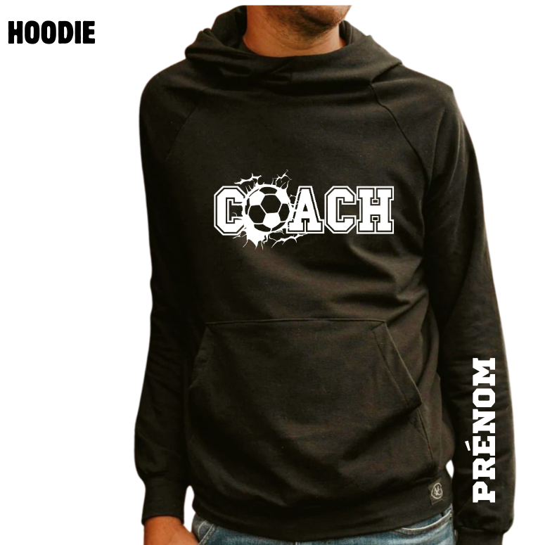 Hoodie pour homme noir en bambou Coach soccer