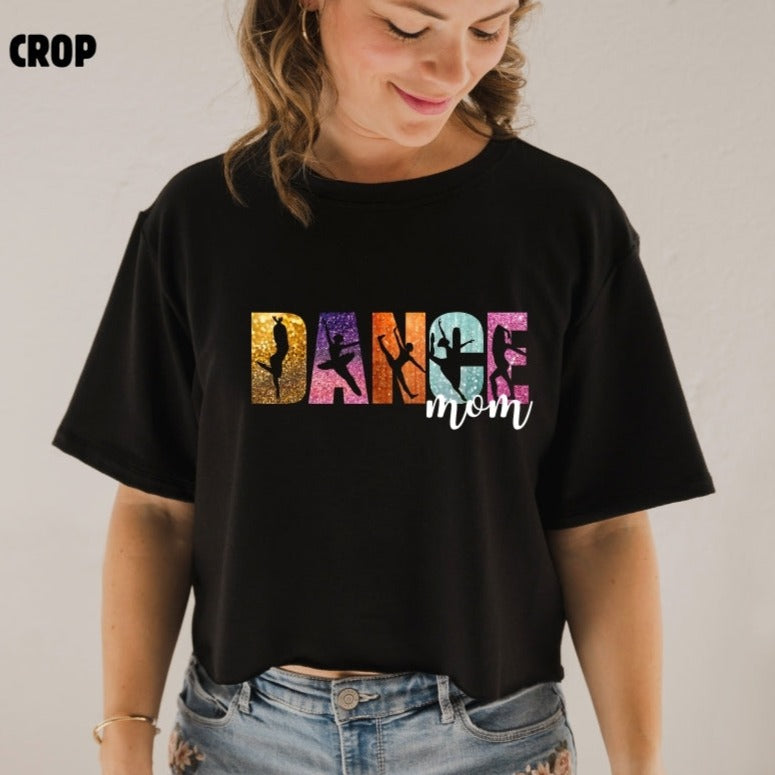 T-shirt crop en bambou noir pour femme. Dance Mom