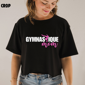 T-shirt crop en bambou noir pour femme Gymnastique Mom