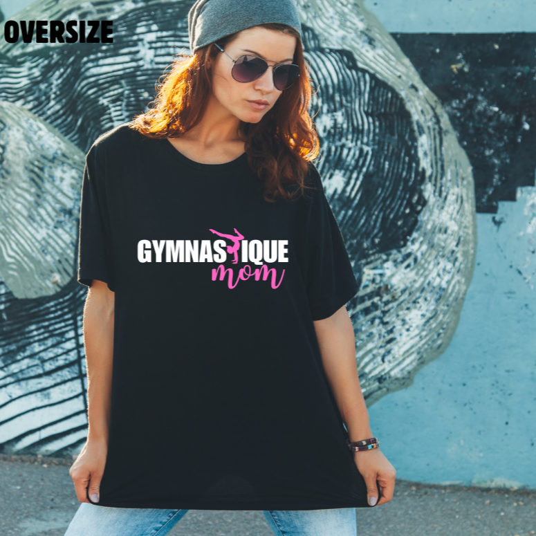 T-shirt oversize en bambou noir pour femme Gymnastique mom rose