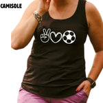 Camisole longue pour femme noire en bambou avec le bas arrondi et les bretelles larges. Soccer Emoji Mom