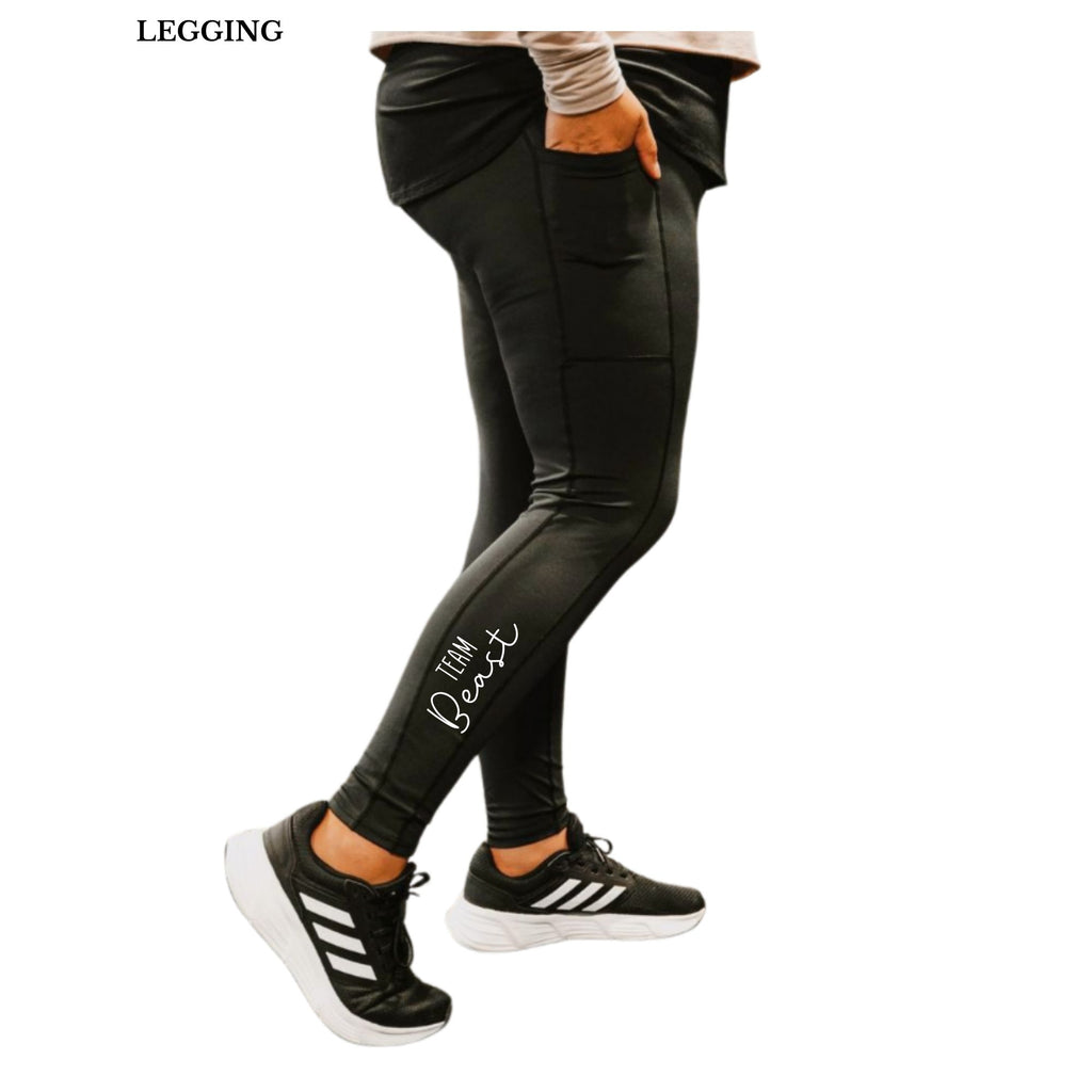 Legging de sport pour femme à taille haute avec poches noir Team Beast