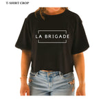 T-shirt crop en bambou noir pour femme La Brigade