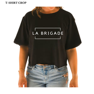 T-shirt crop en bambou noir pour femme La Brigade