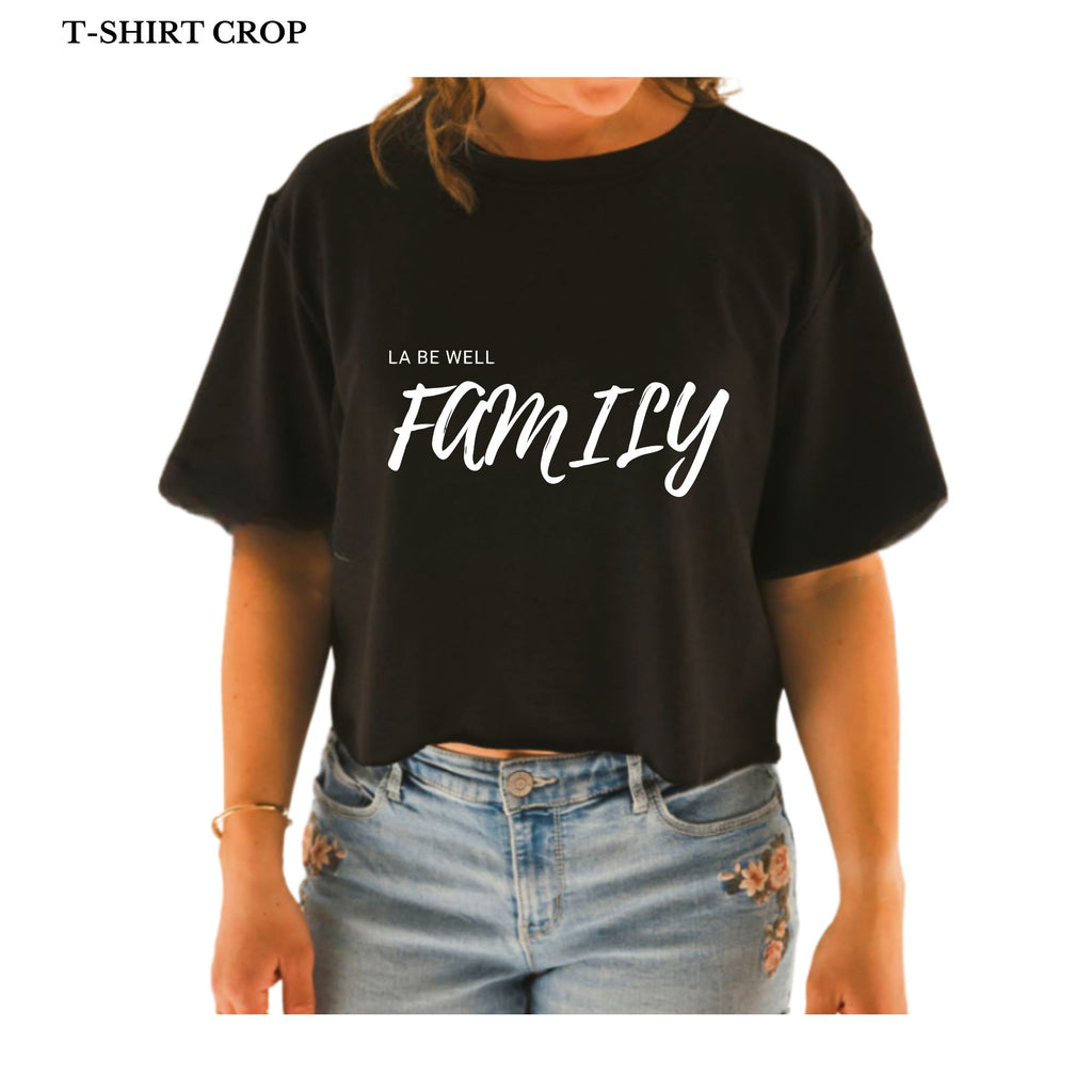 T-shirt crop en bambou noir pour femme Le be well Family