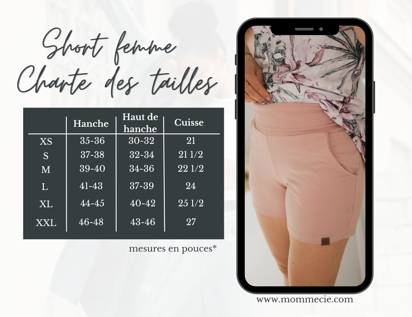 Short de couleur rose en bambou pour femme avec poches et bande à la taille. Idéale pour la maternité.