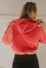 Hoodie crop manche longue en bambou corail avec élastique à la taille pour femme