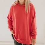 Hoodie oversize manche longue en bambou corail avec bande à la taille pour femme