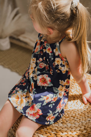 Robe Camisole évolutive fleuri estival pour enfant, grandeurs 6 mois à 10 ans.