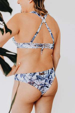 Haut de bikini Triangles - Bleu floral