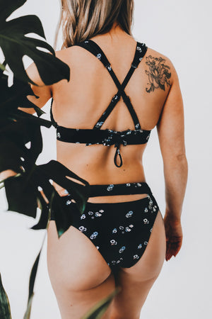 Jules & Nolan - Haut de bikini Triangles - Noir fleural