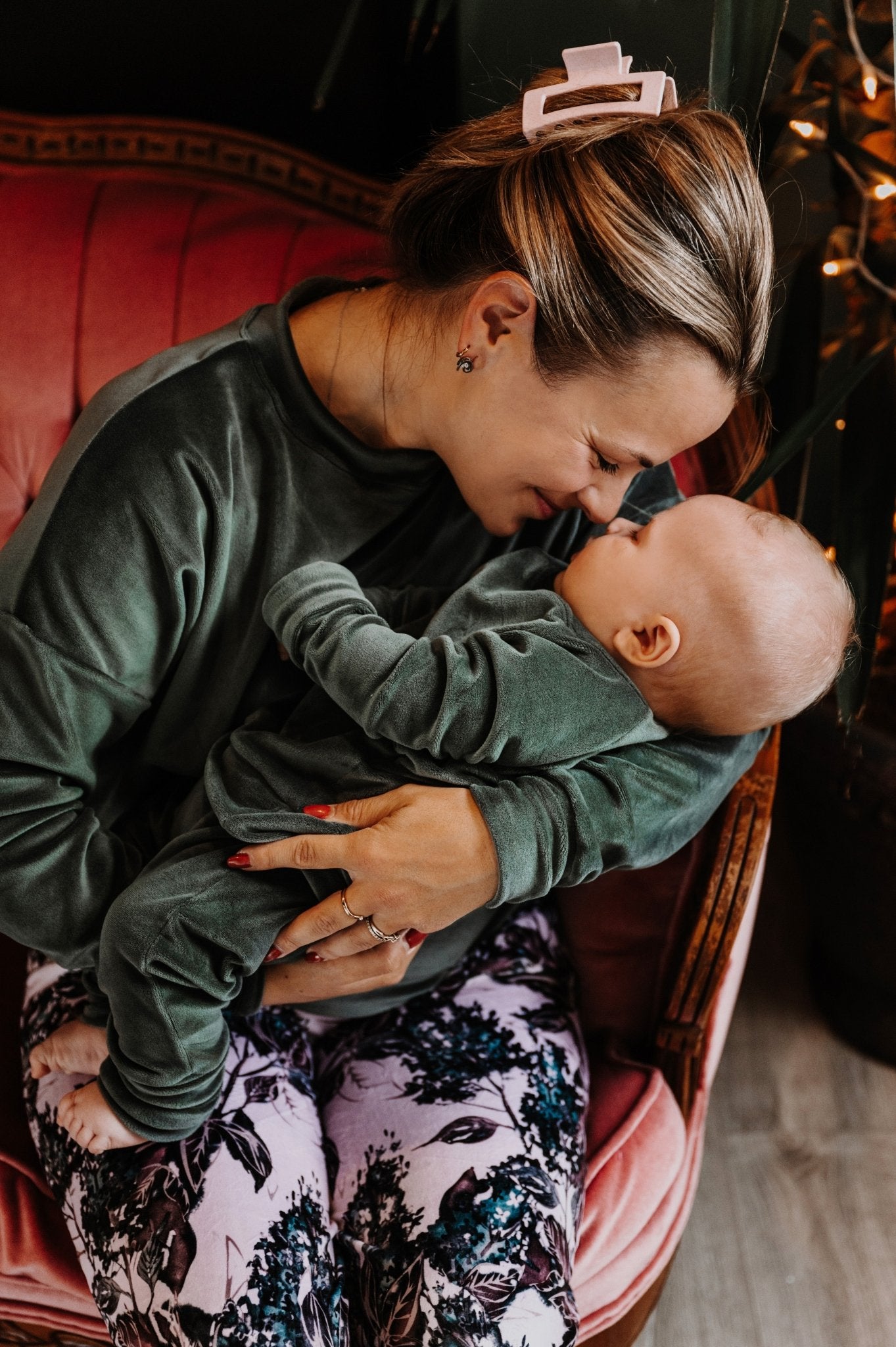 Chandail détente à manche longue vert uni avec bande à la taille pour bébé et enfant, grandeurs 3 mois à 6 ans - MomMe et Cie Inc.