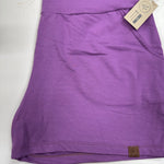 **Léger défaut** - Short de couleur lilas uni en bambou pour femme avec poches et bande à la taille