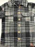 **Léger défaut** - Chemise à carreaux noirs pour enfants avec boutons et poches, 2 à 12 ans.
