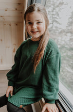 Robe Lili à manche longue en lainage vert junior, grandeurs 6 à 12 ans - MomMe et Cie Inc.
