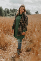 Hoodie dress vert forêt en bambou avec poche kangourou, évasée pour femme - MomMe et Cie Inc.