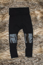 Legging évolutif pour enfant noir avec genoux de faux cuir (fin saison)