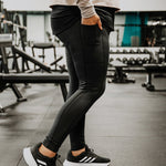 Legging de sport pour femme à taille haute avec poches noir - MomMe et Cie Inc.