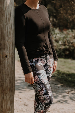 Legging de sport pour femme à taille haute avec poches fleuri – MomMe et  Cie Inc.
